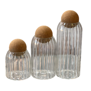 طقم برطمان، بقوليات زجاج مضلع غطاء كوره