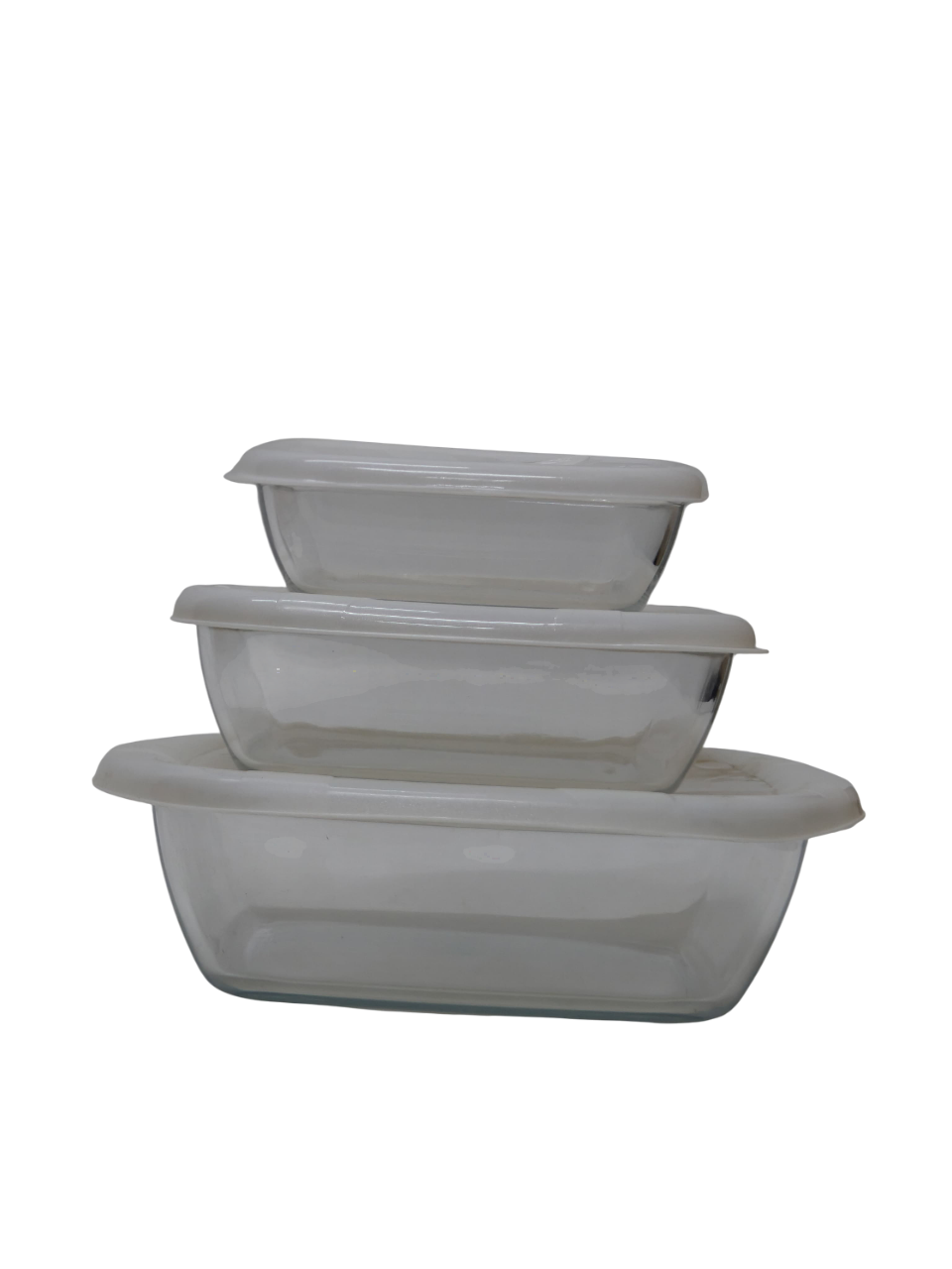 Pyrex square set with lid, 3 pieces