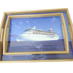 Tray set, 2 pieces, laser engraved image