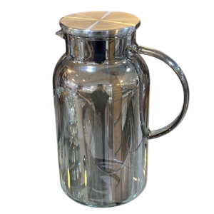 Glass flask, gray, steel lid