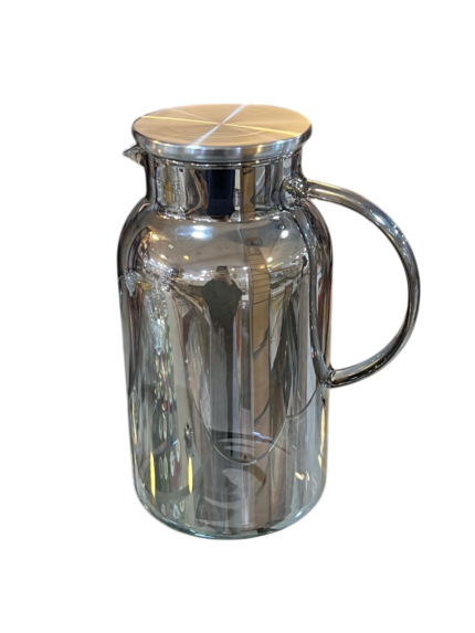 Glass flask, gray, steel lid