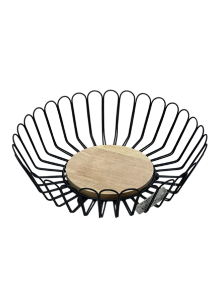 Fruit bowl, black, wooden base
