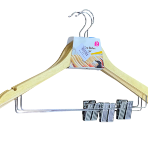 Wooden hanger, clips, 3 pieces