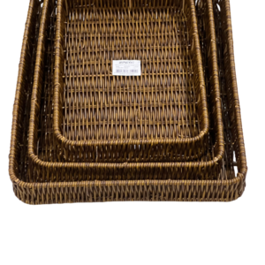 Wicker rectangular tray set, 3 pieces