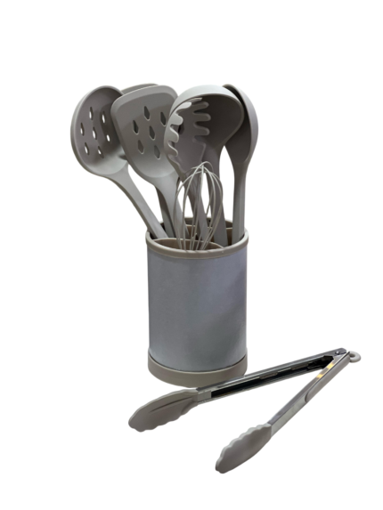 Serving set, silicone matte finish, steel holder