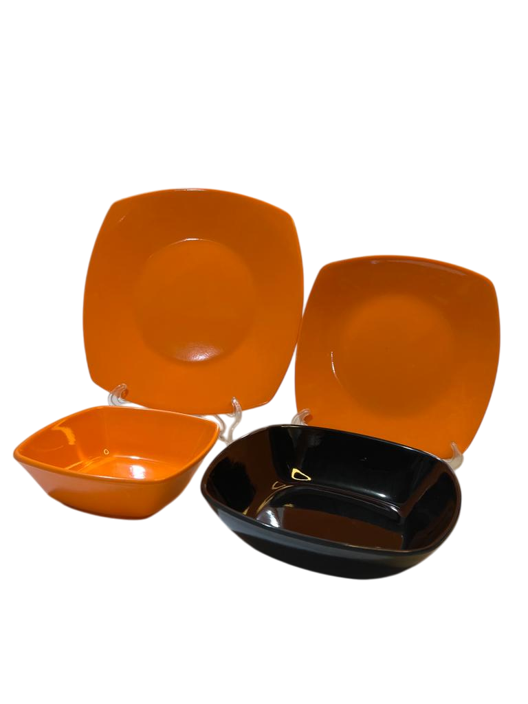 Melamine set, 38 pieces, square, 2 colors