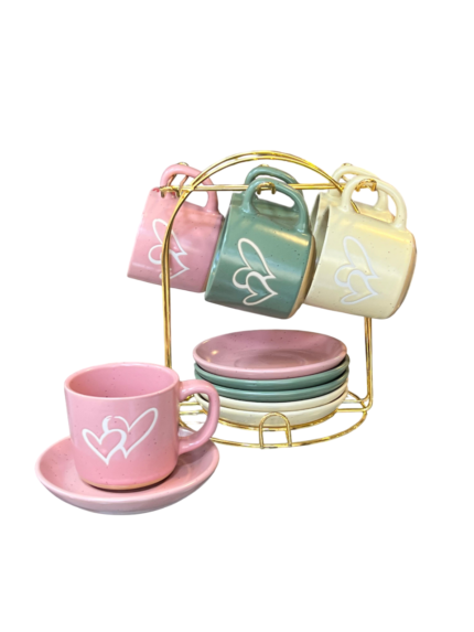 Coffee cup on a stand with a saucer