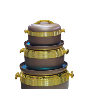 3-piece food container with gold belt