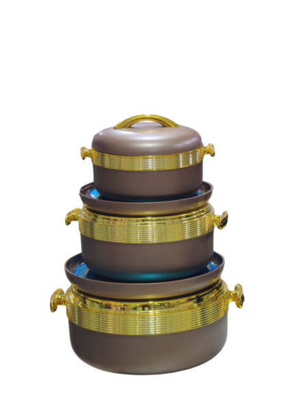 3-piece food container with gold belt