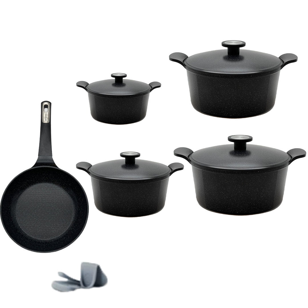 New Flame 9-piece ribbed granite set