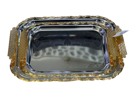 Large gold serving tray set