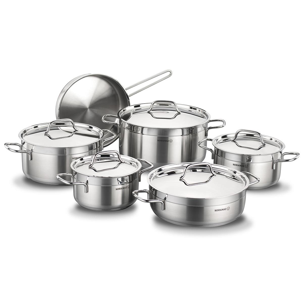 Korkmaz 11-piece stainless steel set