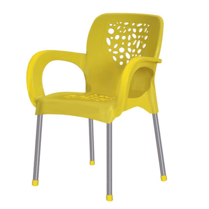 Plastic chair with metal legs