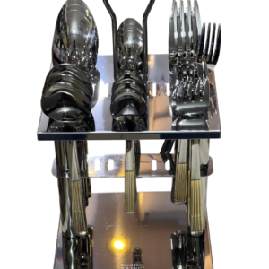 24-piece cutlery set on a stand