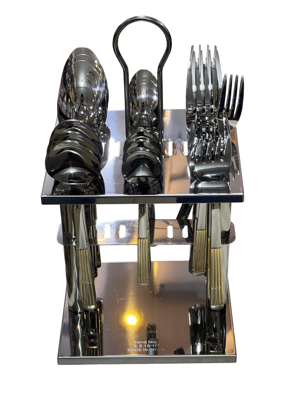 24-piece cutlery set on a stand