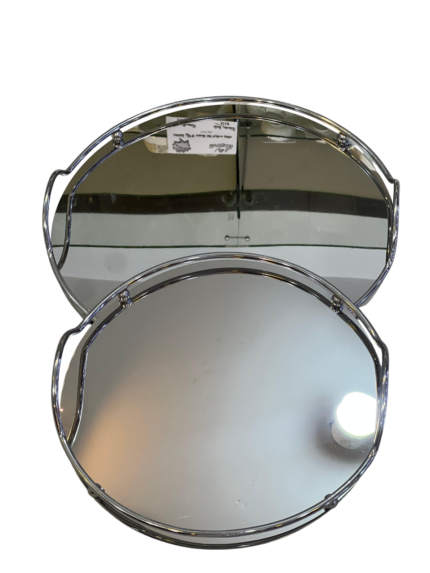Round mirrored serving tray set