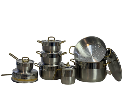 14-piece gold-plated stainless steel cookware set