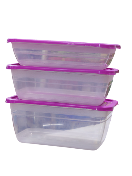 Rectangular food container, (2.3-3-4) liters, 3 pieces