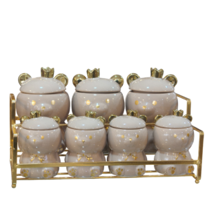 Spice set, porcelain, 7 pieces, teddy bear