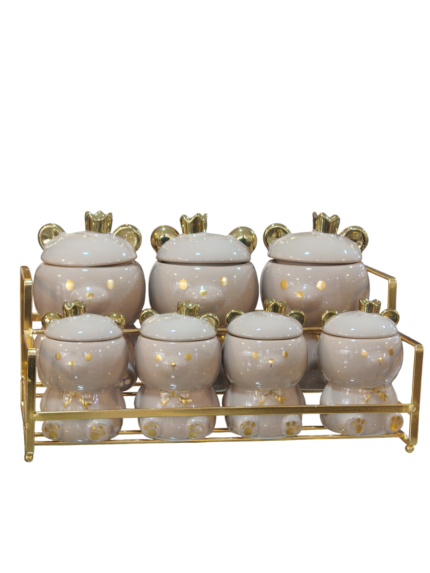 Spice set, porcelain, 7 pieces, teddy bear