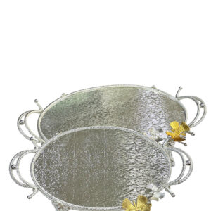 Tray set, silver, with a mantle