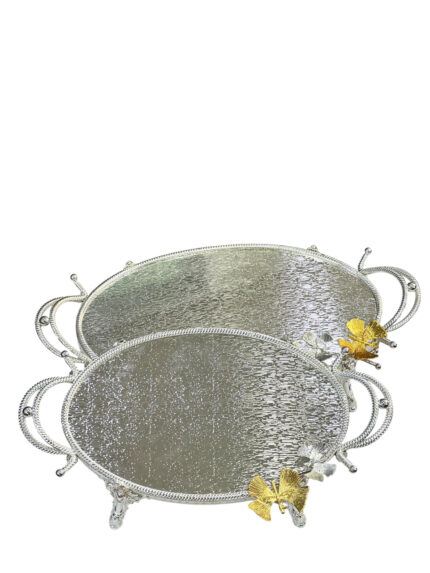 Tray set, silver, with a mantle