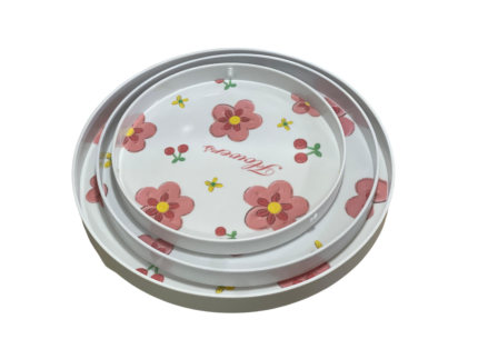 Melamine tray set, 3 pieces, round