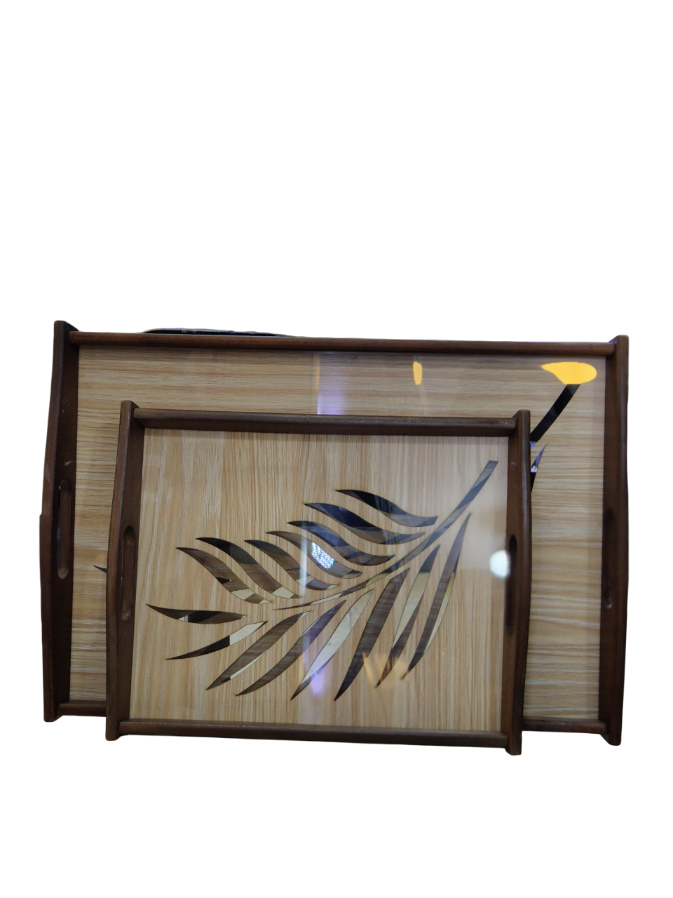 2-piece wooden tray set, Arabesque design