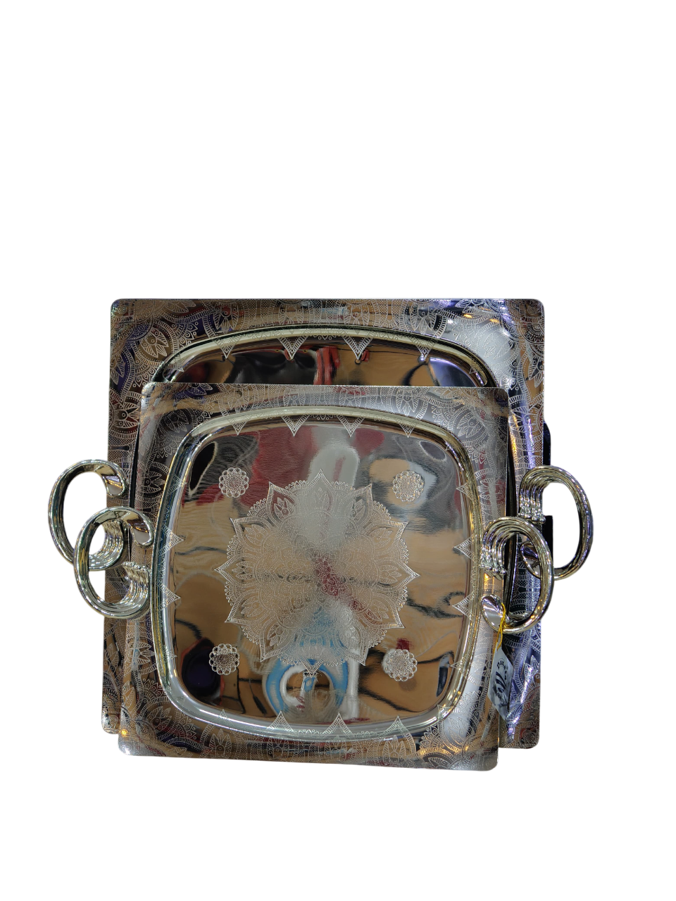 طقم صينيه استيل مربع/ بيضاوى 2ق