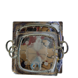 2-piece square/oval stainless steel tray set