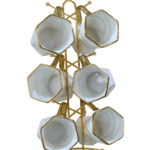 Coffee mug set, 6 pieces, on a stand