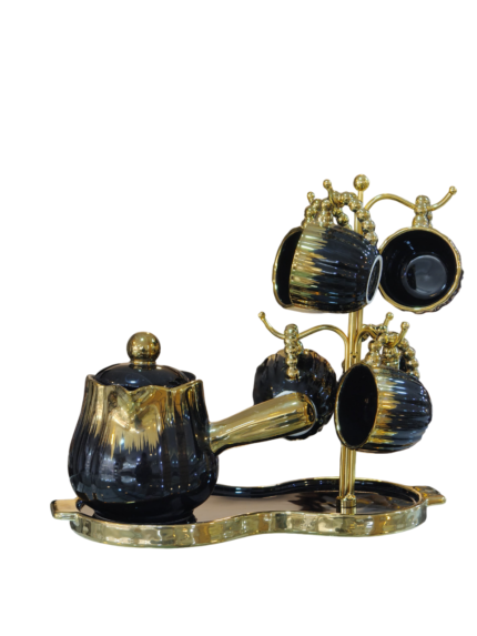 Coffee set, in tray, on a stand