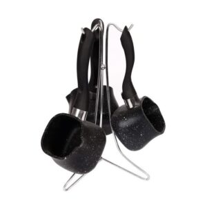 3-piece granite coffee pot set on a stand