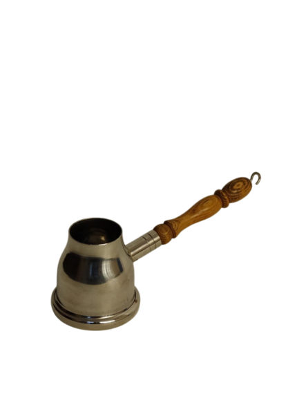 Steel coffee pot, medium wooden handle