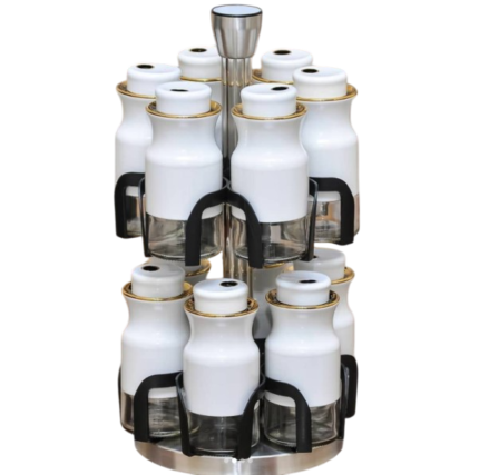 12-piece rotating spice set, Marble