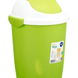 A round trash can with a lock