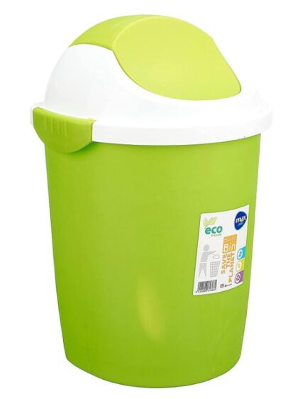 A round trash can with a lock