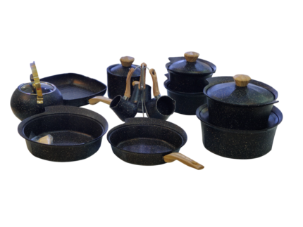 Ideal Home Granite Set, 23 Pieces, Ribbed