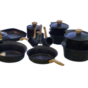 23-piece ribbed granite cookware set