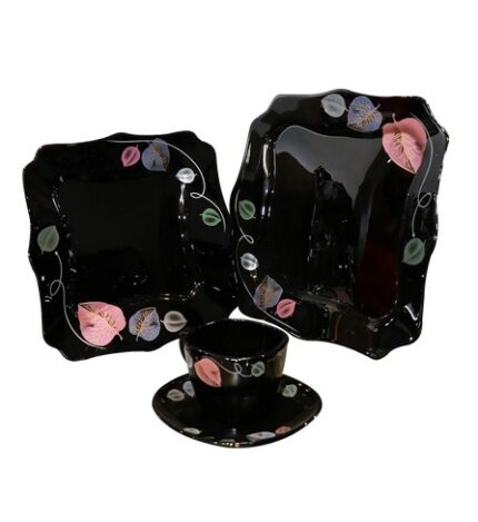 Arcopal brown octagonal set, 58 pieces