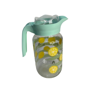 Printed flask, rose lid