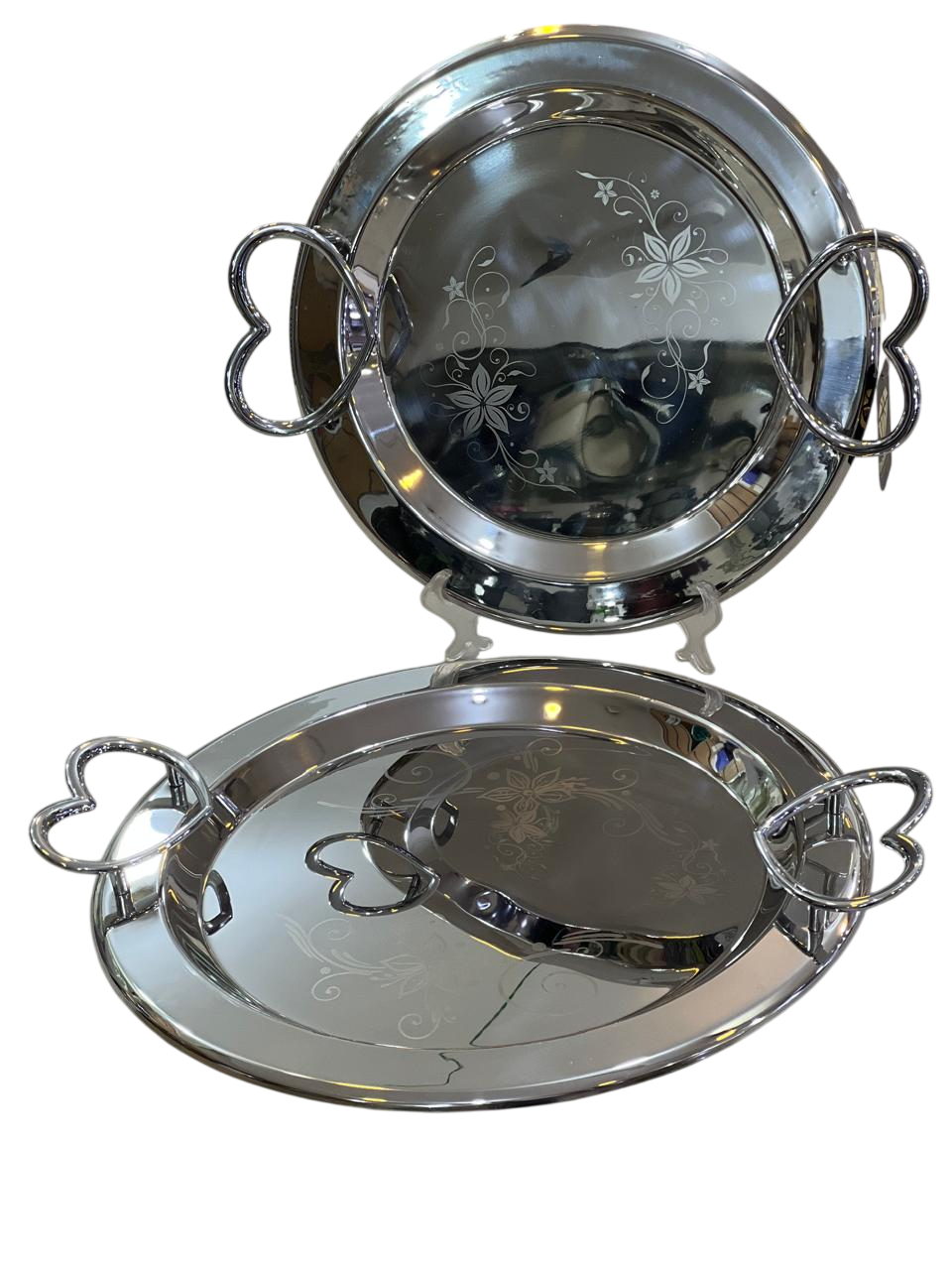 Stainless steel tray set, Gardenia shapes - Image 3