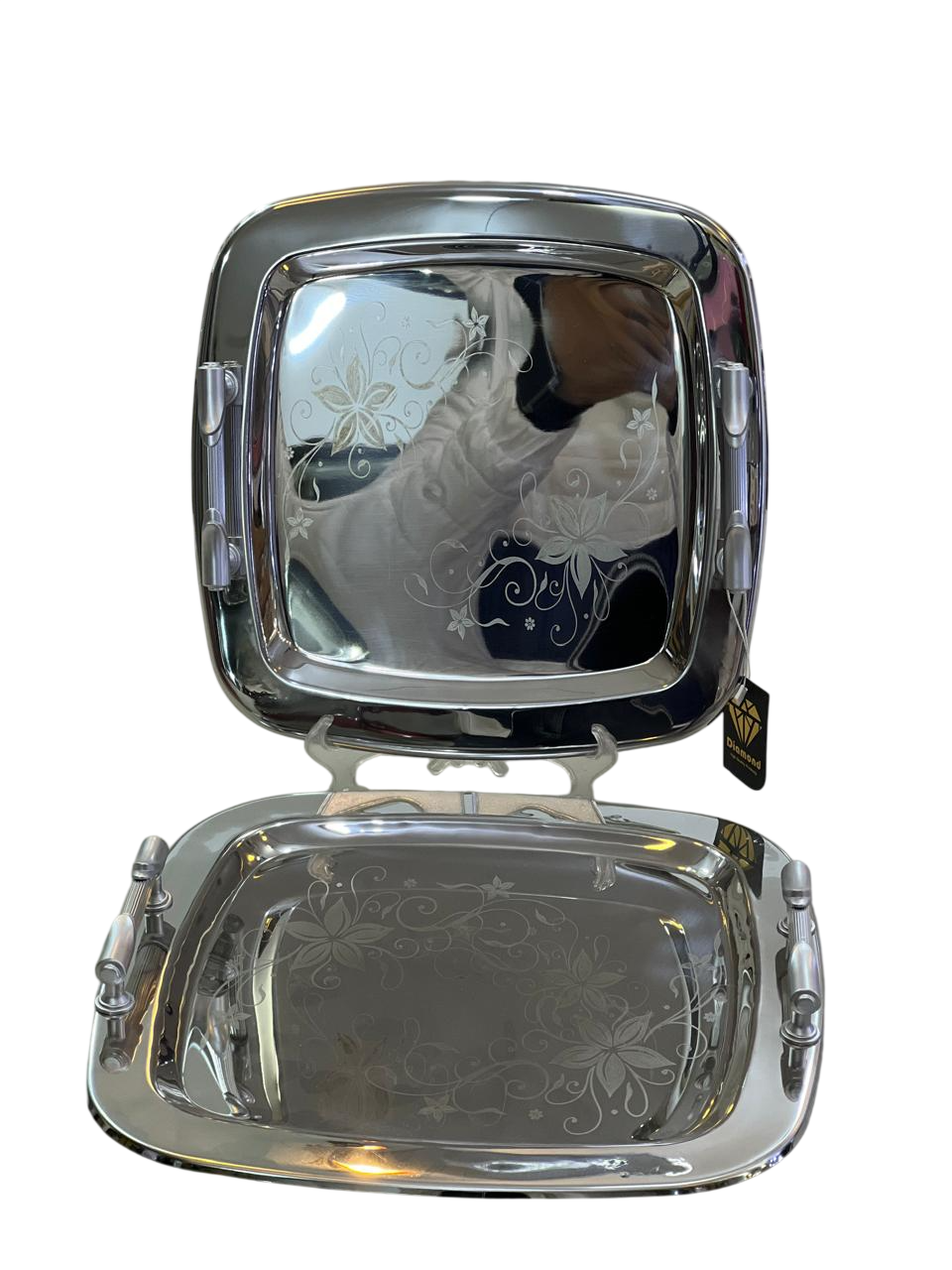 Stainless steel tray set, Gardenia shapes