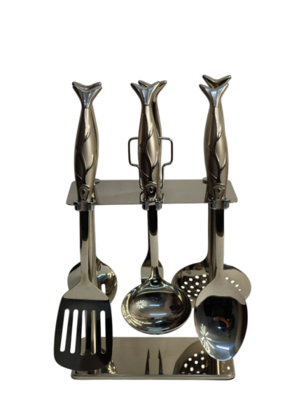 Steel serving set