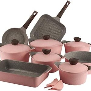 Granite cookware set, 14 pieces, in a tray, Korean style
