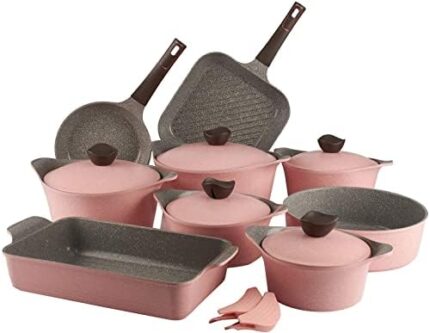 Granite cookware set, 14 pieces, in a tray, Korean style