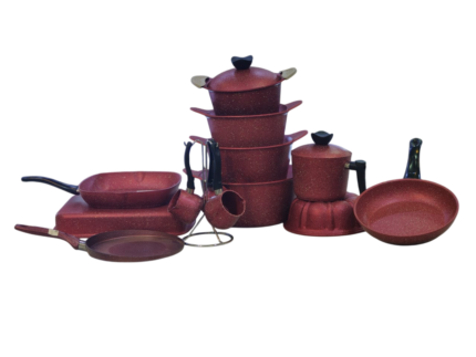 Granite set, 21 pieces, with brioche glaze