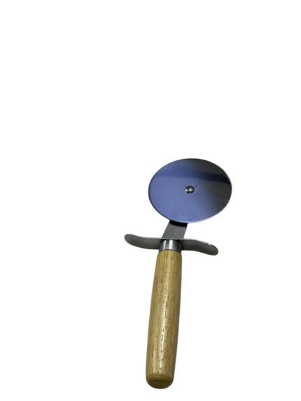 Pizza cutter with wooden handle