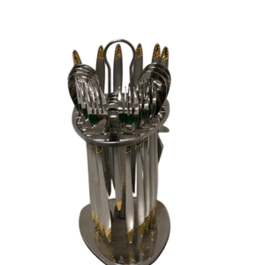 Set, serving, table, 24 pieces, on, stand, laser