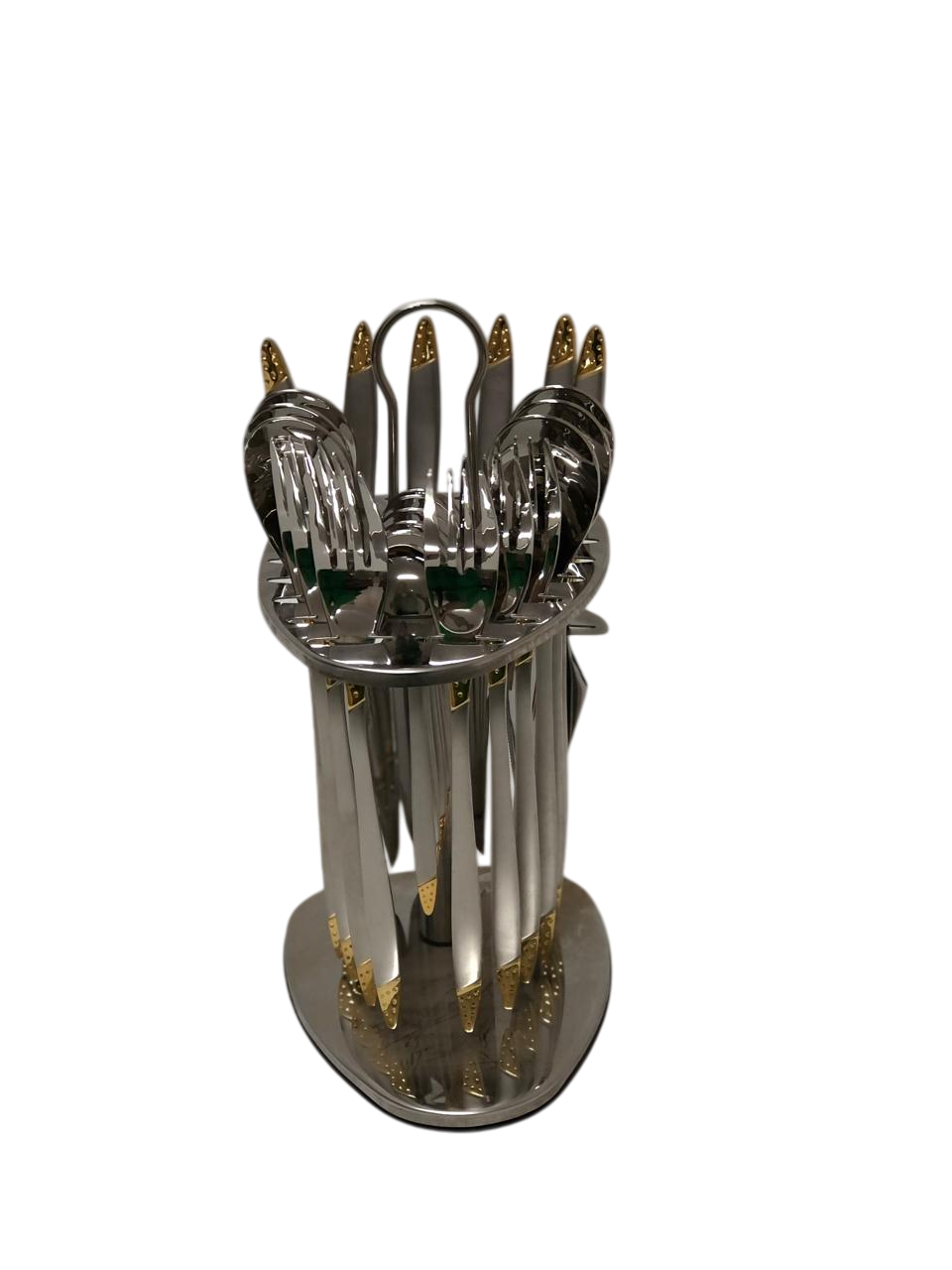 Set, serving, table, 24 pieces, on, stand, laser